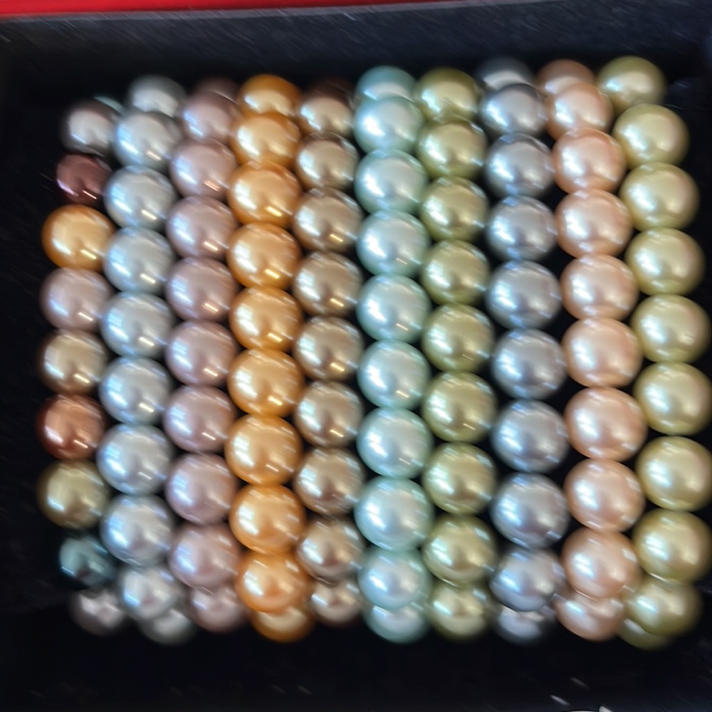 Kenneth Jay Lane 10 different colors simulated pearl stretch bracelets